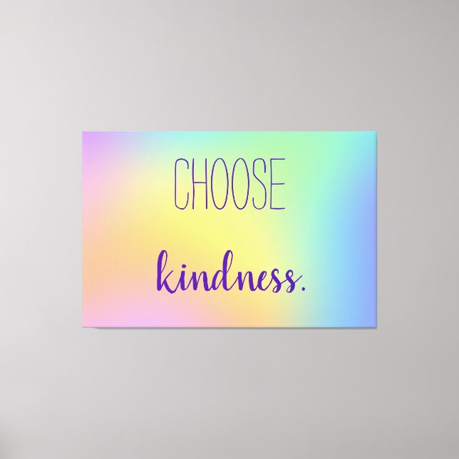 "Välj indness." Pastel Rainbow-övertoning Canvastryck (Framsida)