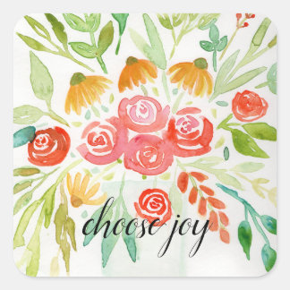 Välj Joy-Blommigt Fyrkantigt Klistermärke