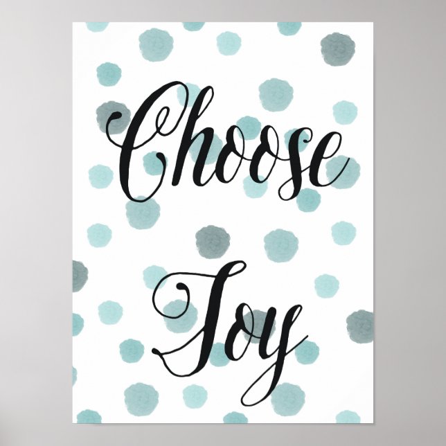 Välj Joy Blue Watercolor Dots Poster (Framsidan)
