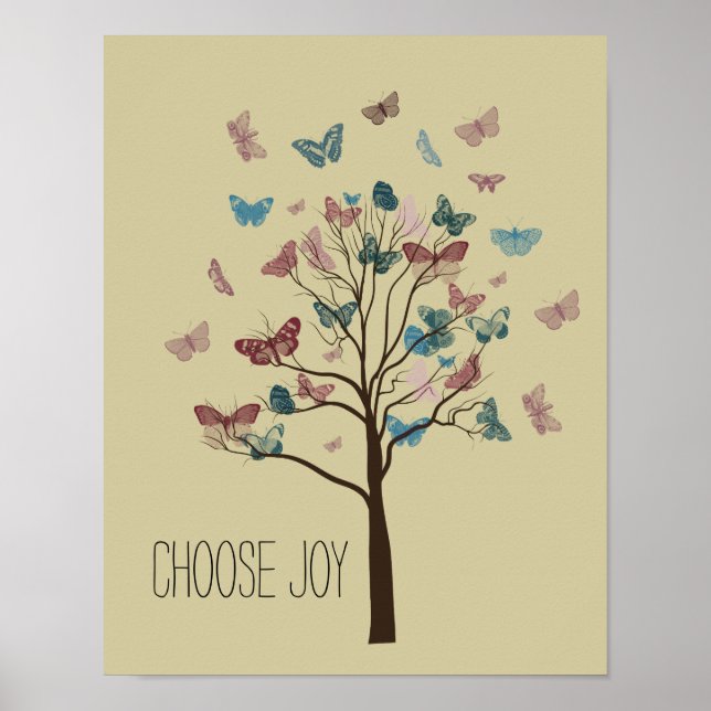 Välj Joy Butterflies Träd Poster (Framsidan)