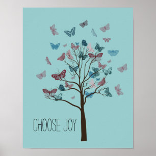 Välj Joy Butterflies Träd Poster