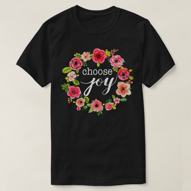 Välj Joy Inspirational Quote Boho Blommigt Wand T Shirt (Design framsida)