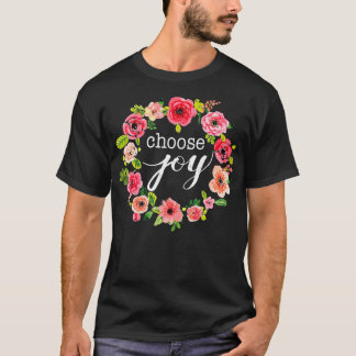 Välj Joy Inspirational Quote Boho Blommigt Wand T Shirt