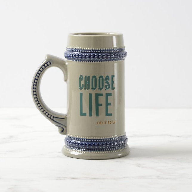 Välj Life Deuteronomy 30:19 Pro-Life Beer Stein Sejdel (Vänster)