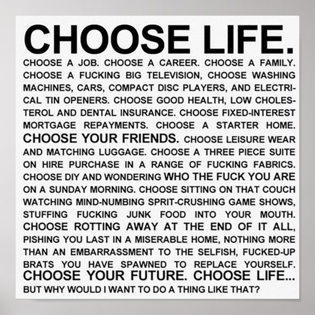 Välj Life Monolog Poster (Framsidan)
