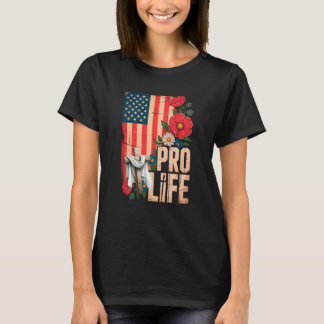 Välj Liv Pro Liv Blommig Amerikansk Flagga Pro Liv T Shirt