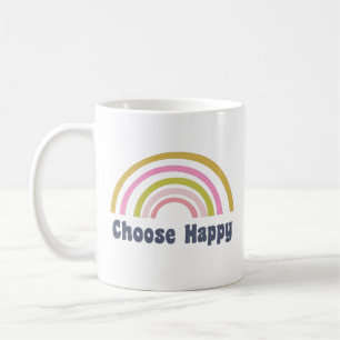Välj Lycklig Cute Retro Rainbow-inspiration Kaffemugg