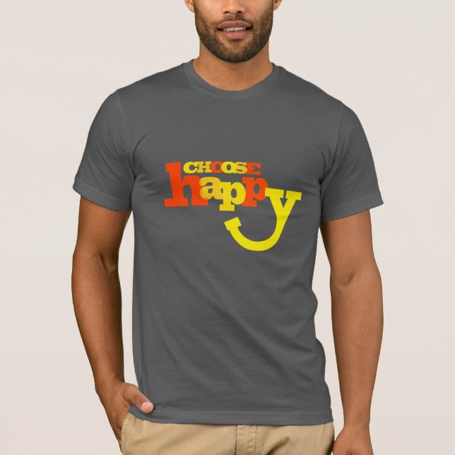 Välj Lycklig gult-slogan för motiv t-shirt (Framsida)