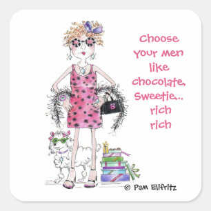 Välj manar som choklad, Rik Fyrkantigt Klistermärke