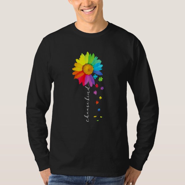 Välj Medveten för Kind Rainbow Solros Warrior Auti T Shirt (Framsida)