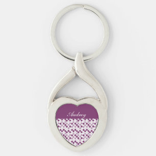 Välj någon Färg Harlequin Diamonds Mönster Twisted Heart Silverfärgad Nyckelring