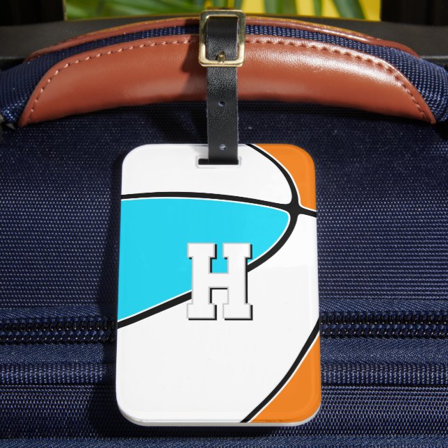 välj NÅGRA lagfärger basketspelare monogram Bagagebricka (Framsida Insitu 2)