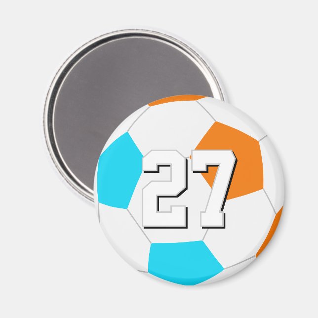 välj NÅGRA lagfärger w tröjnummer fotboll Magnet (Front/Back)