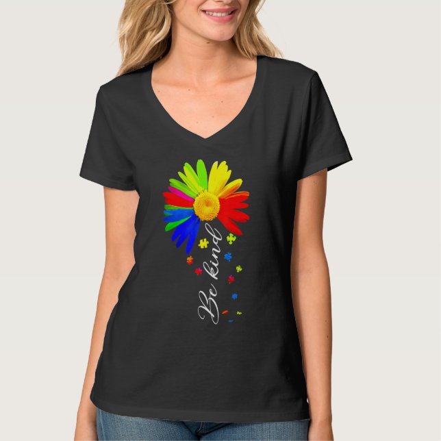Välj skindhet vara snäll Autism Awareness Sunflowe T Shirt (Framsida)