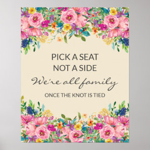 Välj Stol Inte Sida Färgglada Vildblommor Bröllop Poster