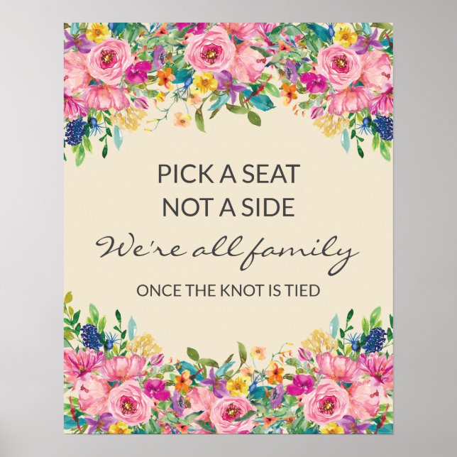 Välj Stol Inte Sida Färgglada Vildblommor Bröllop Poster (Framsidan)