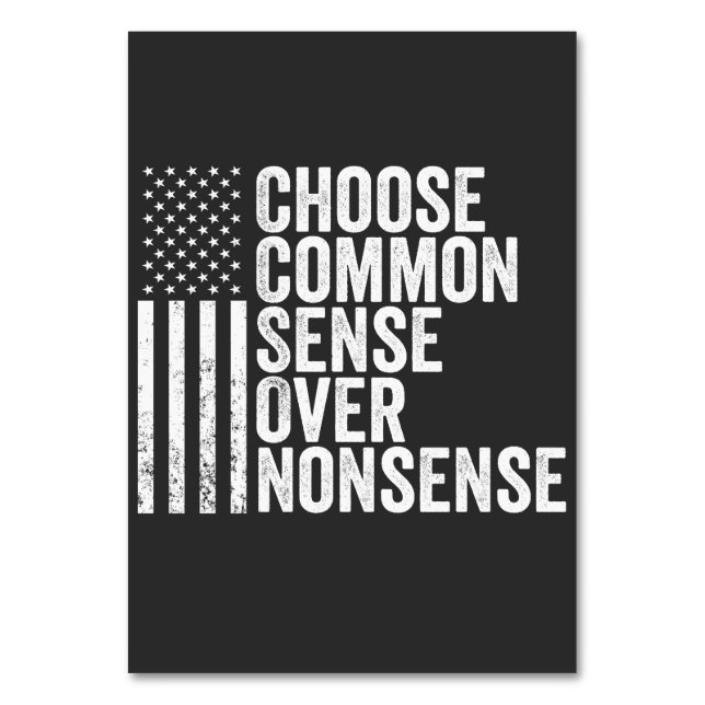 Välj sunt förnuft över Nonense Harris Walz Bordsnummer (Framsidan)