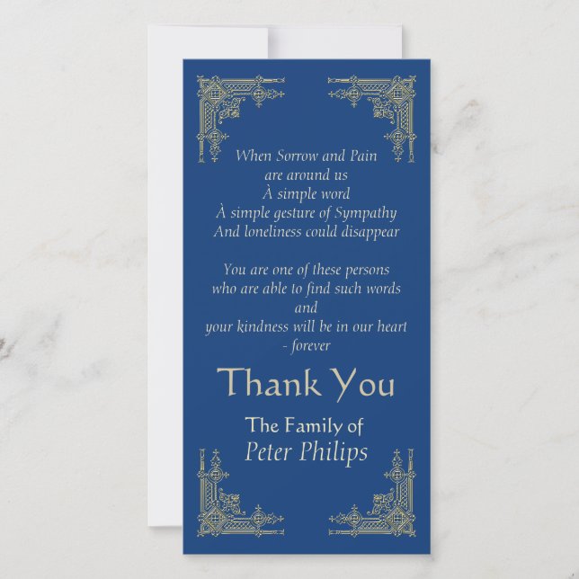 Välj tack för sympati för färgart déco 3 (Framsida)