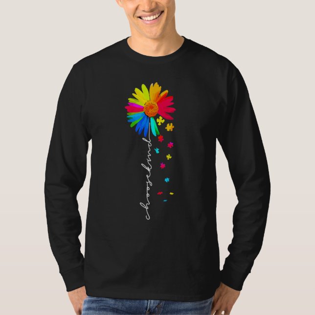 Välj typ Autism Awareness Rainbow Solros Krig T Shirt (Framsida)