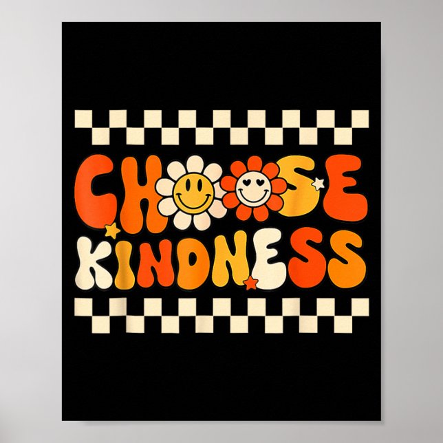 Välj vänlighet T-shirt Retro Var snäll Inspirerand Poster (Framsidan)