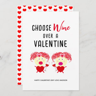 Välj Vin över en Valentine Funny Galentines Julkort