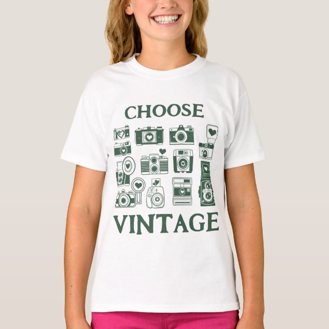 Välj Vintage Retro Kamera Collage Barn T Shirt (Framsida)