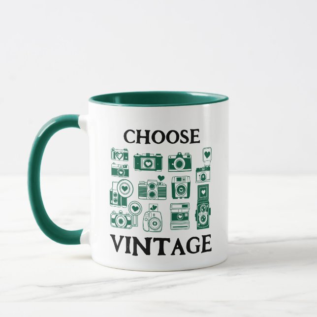 Välj Vintage Retro Kamerakollage Mugg (Vänster)