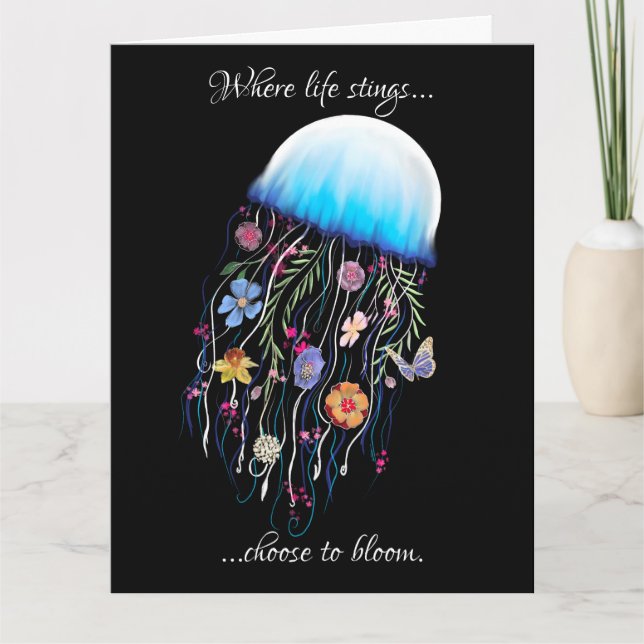 Välja att blåsa blommigt-jellyfish kort (Framsida)