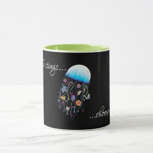 Välja att blåsa blommigt-jellyfish mugg