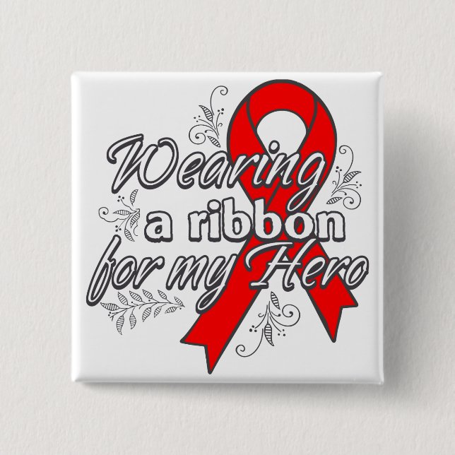 Välja ett rött band för mitt Hero Knapp (Framsida)