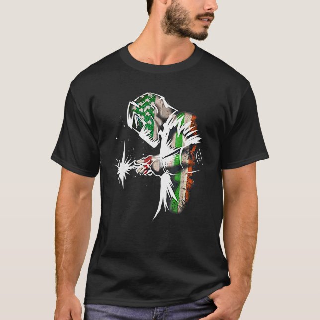 Välja irländsk amerikansk Flagga Shamrocks St Patr T Shirt (Framsida)
