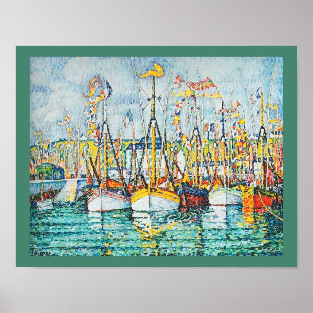 Välja tonfiskflottan i Groix av Paul Signac Poster (Framsidan)