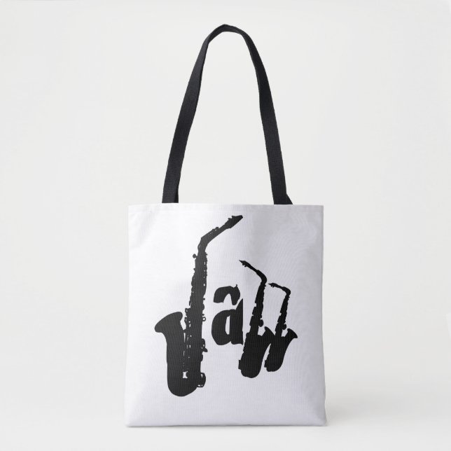 Väljer den svart saxen för Jazz din färgbakgrund Tygkasse (Framsida)