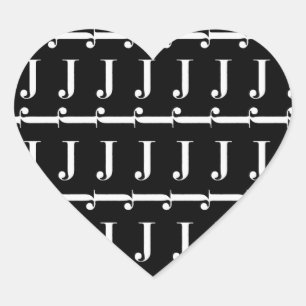 Väljer initialt brev J för monogramen, Hjärtformat Klistermärke