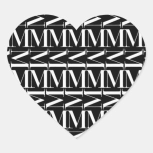 Väljer initialt brev M för monogramen, Hjärtformat Klistermärke