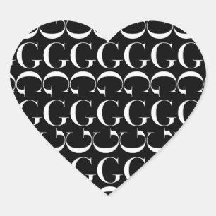 Väljer initialt brevG för monogramen, Hjärtformat Klistermärke