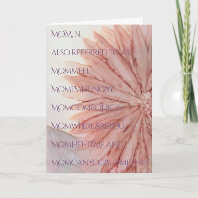 Väljningskort "Lycklig Mors dag" rosa blommor Kort (Framsida)