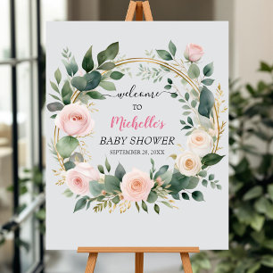 Väljningsskylt för Vattenfärg Greenerys babydusch Poster