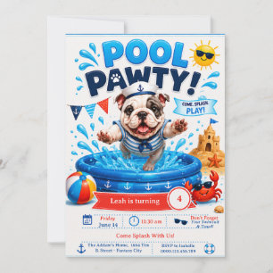 Valk Splash Födelsedags Poolparty Inbjudan