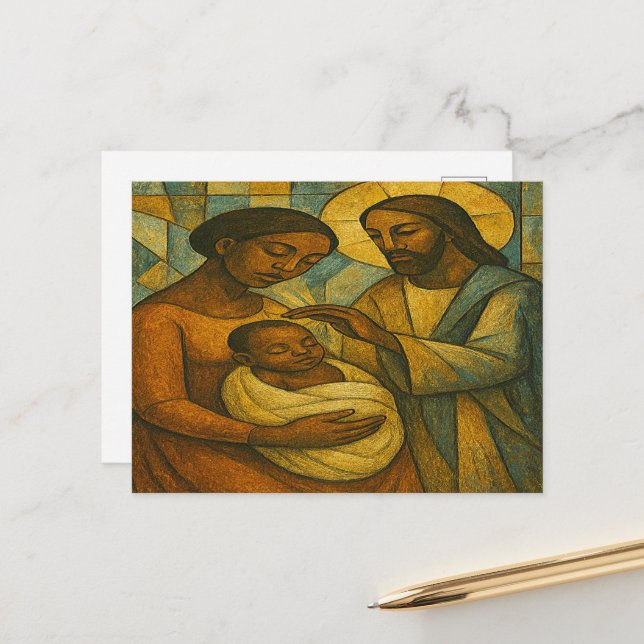 Välkänd av Jesus afrikanskt-amerikanskt vykort (Fram/Back In Situ)