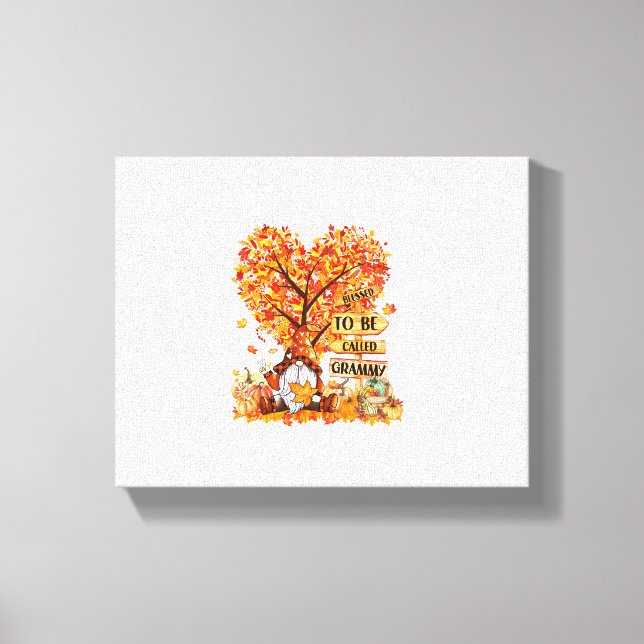 Välkänd för att kallas Grammy Gnome Fall Thanksgiv Canvastryck (Framsida)