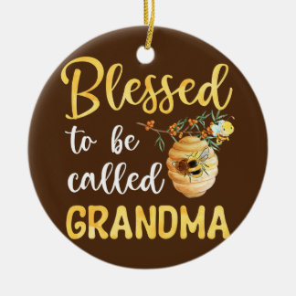 Välkänd för att kallas Grandma Cute Bee Mor Julgransprydnad Keramik