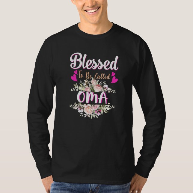 Välkänd för att kallas OMA Blommigt Womens Oma Mor T Shirt (Framsida)