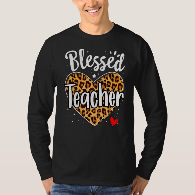 Välkänd lärare Leopard Heart Kindergarten Prescho T Shirt (Framsida)