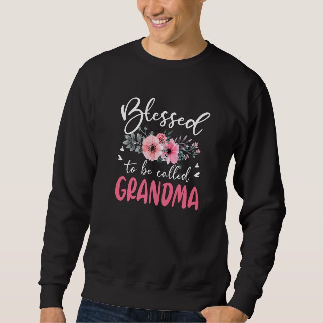 Välkänd som "Grandma Blommigt Best Grandma" M Lång Ärmad Tröja (Framsida)