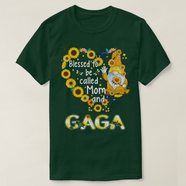 Välkänd som Mamma och Gaga Fall Gnome Sunfl T Shirt (Design framsida)