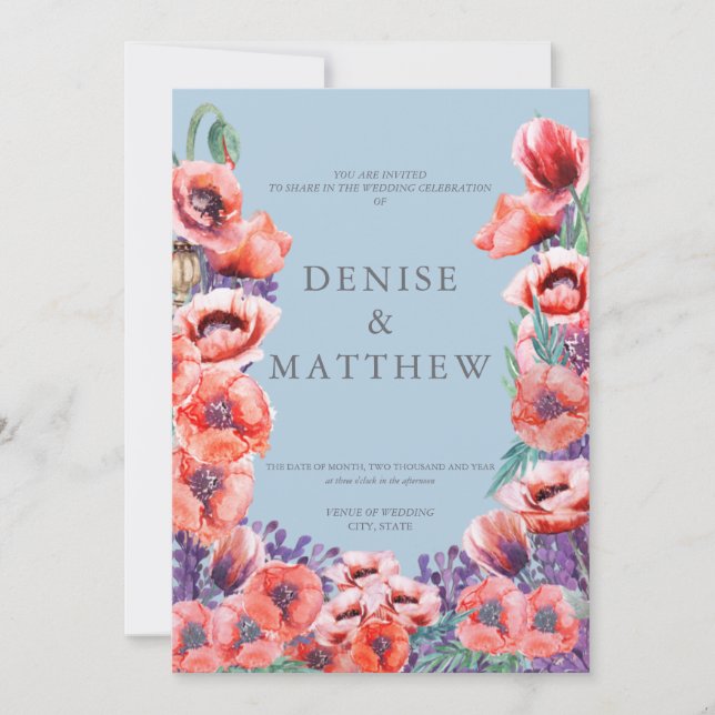 Valkblommssamling med Omphalodes blå bakgrund   Inbjudningar (Framsida)