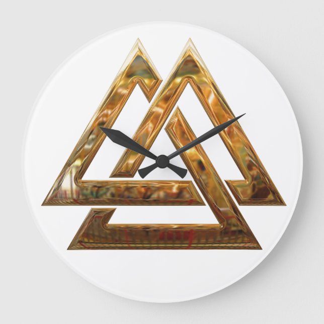 Valknut - guld stor klocka (Framsida)