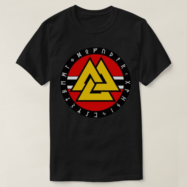 Valknut med Runes T Shirt (Design framsida)