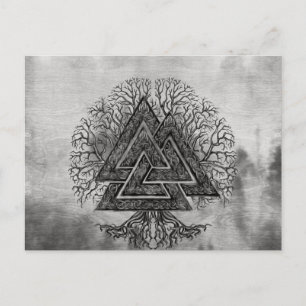 Valknut och Livets träd Yggdrasil Vykort